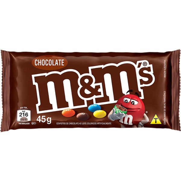 Confeito de Chocolate M&M's Chocolate ao Leite 45g