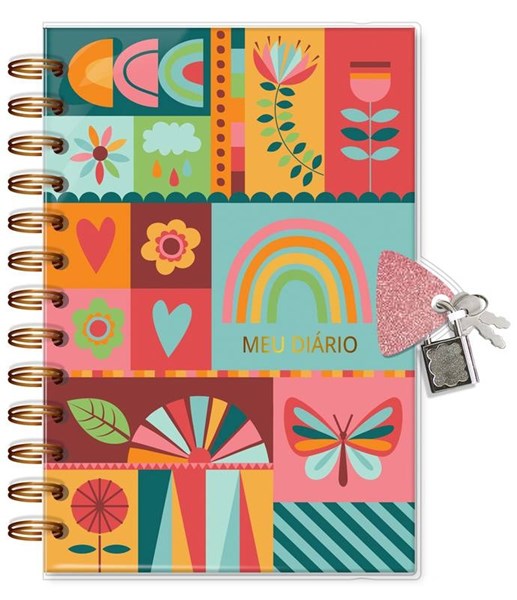 Diário com Chave Fina Ideia Arco-Íris 11,8×17,5cm 84 folhas capa protetora - Black Friday