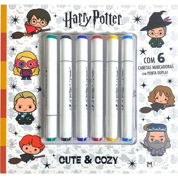 Livro de Colorir Harry Potter Cute com 6 canetinhas - Magic Kids