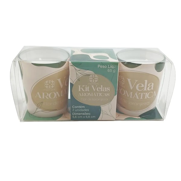 Kit de Vela Aromática Flor de Laranjeira Perfumada 2 Peças em Vidro - Moment