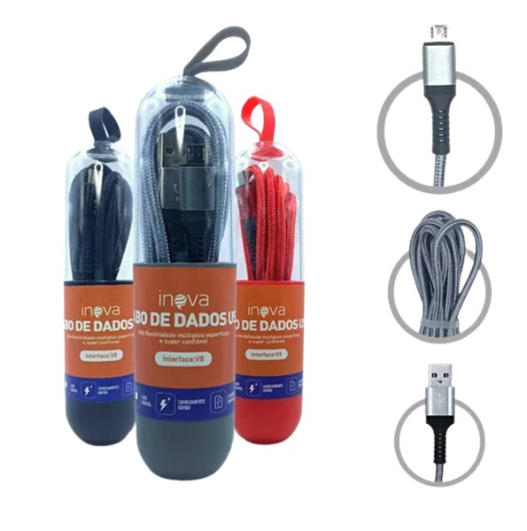 CABO USB INOVA V8 TUBINHO 2.4A 2M CBO-6078/6084