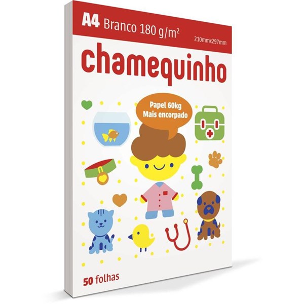 FOLHA DESENHO A4 BRANCO AP40 180G C/ 50FLS CHAMEX
