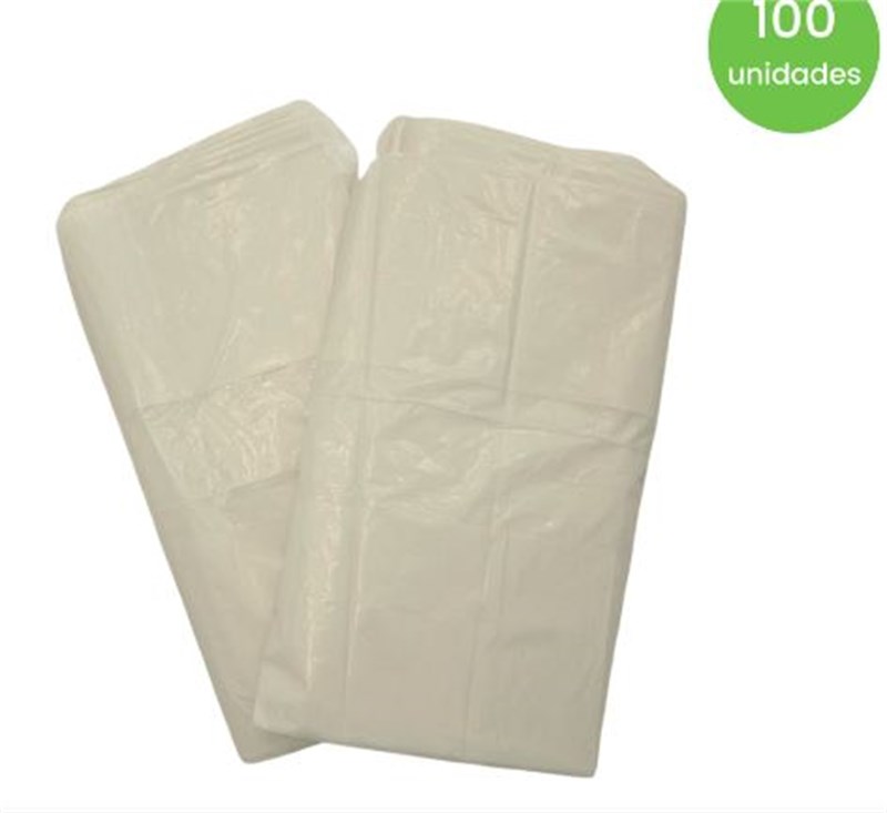 SACO DE LIXO 40 L - BRANCO (53x55CM C/ 100 UN)