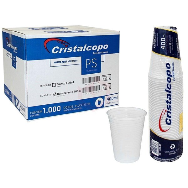 COPO DESCARTAVEL 50 ML TRANSPARENTE - (CX C/5000) - CRISTALCOPO