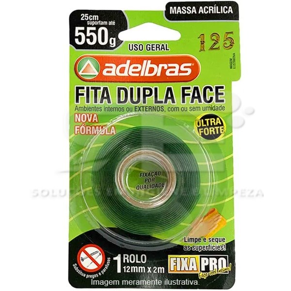FITA DUPLA FACE 12MMX2M ADELBRAS 550GR