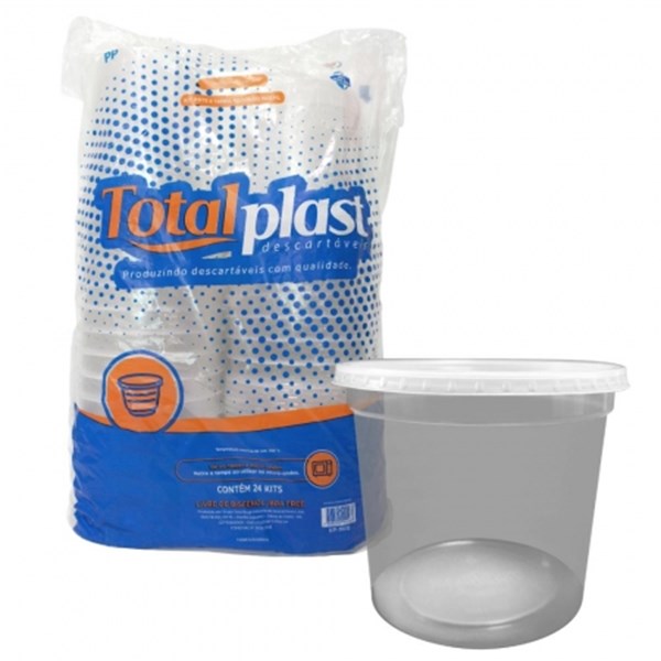 Kit pote e tampa redondo 200ml 24un totalplast