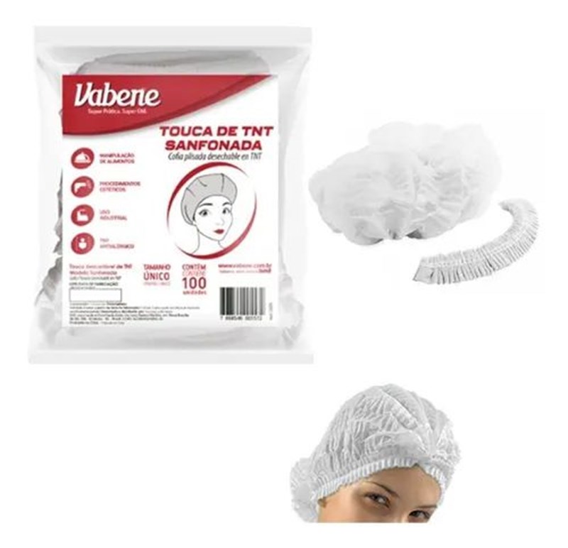 Touca sanfonada TNT branca 12un vabene