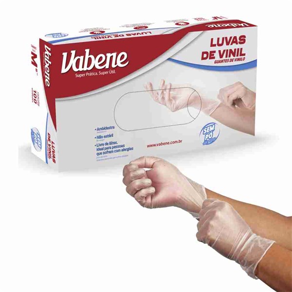 Luva Viniflex G transparente sem pó 100un vabene