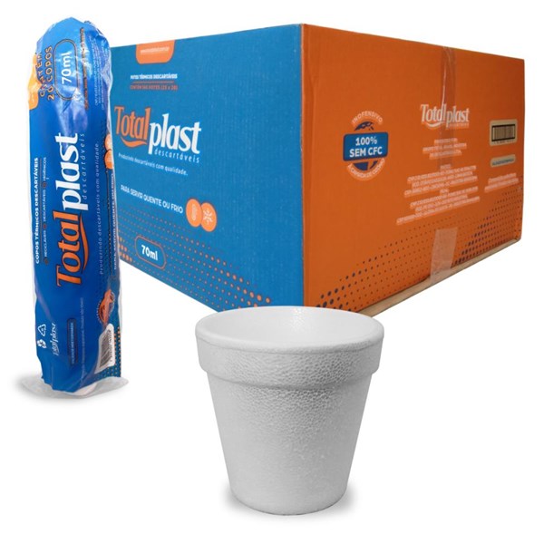 Copo termico de café 300ml 20un branco totalplast