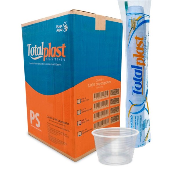 Pote descartavel  PS 100ml 100ml totalplast