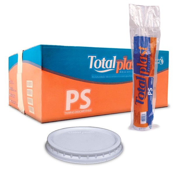 Tampa para pote 100ml sem furo 100un totalplast