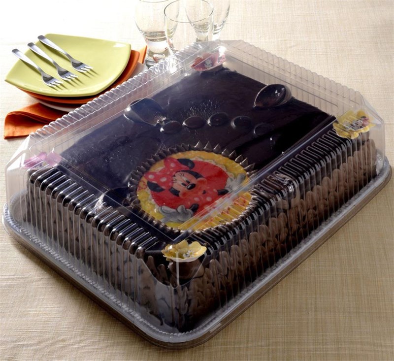 Embalagem PET 78 torta retangular preta 415X310X117mm unidade sanpack