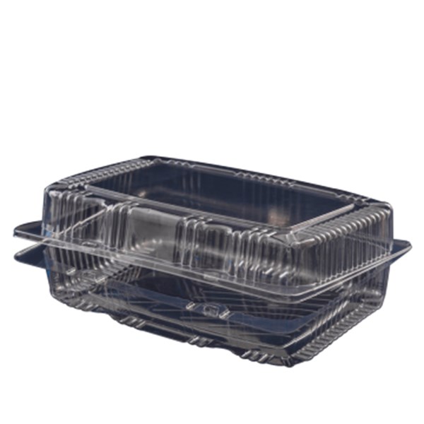 Embalagem PET 18 retangular articulada 235x169x75mm 10un sanpack