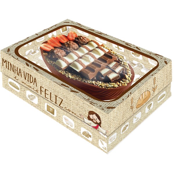 Caixa de ovo de pascoa M 3 em 1 tampa com visor "jesus" unidade festcolor