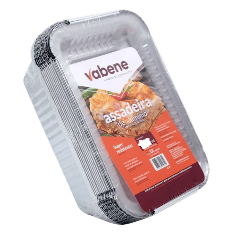 Assadeira retangular 700ml tampa pet 12un vabene