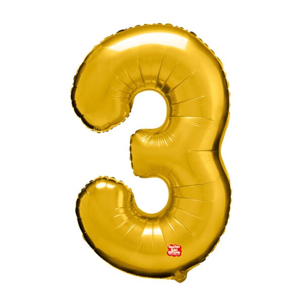 Balão metalizado 3 dourado 40cm 16" são roque