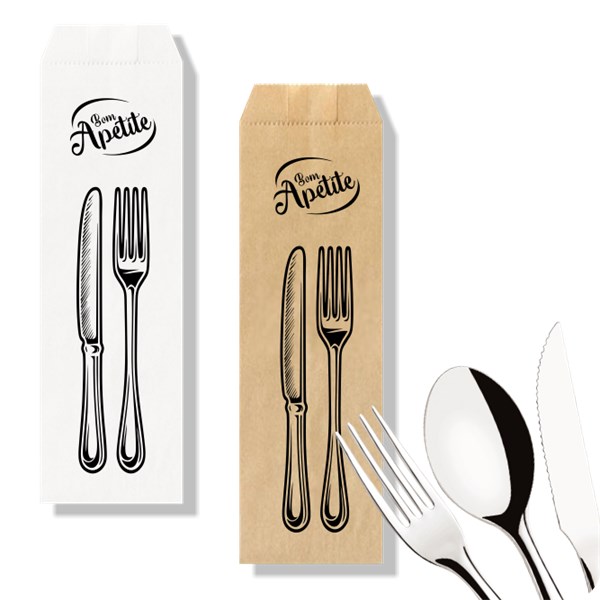 Saco de papel mix kraft talheres sem impressão 6,5X25cm 100UN fortypel