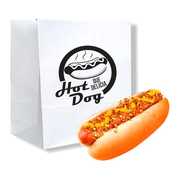 Saco de papel monolucido branco hot dog 12,5X10cm 100un fortypel