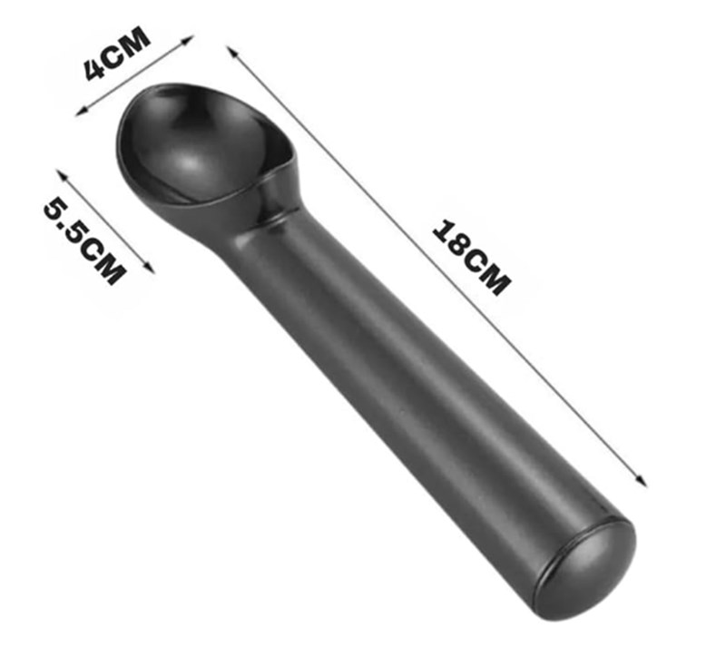 Colher de sorvete aluminio preta confeitudo