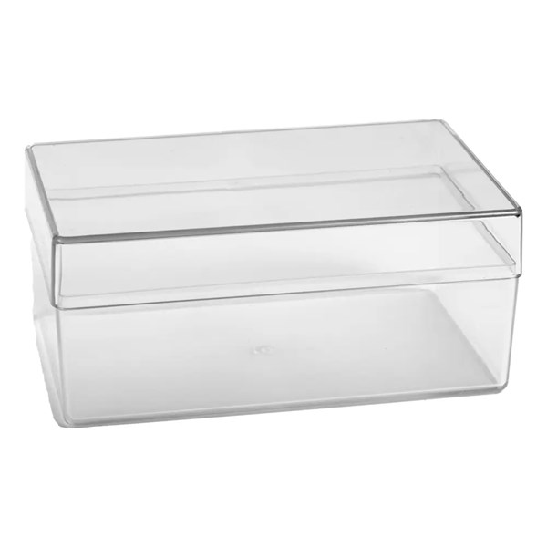 Cake box cristal retangular com tampa 500ml bluestar