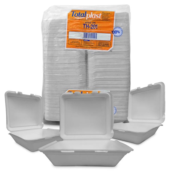 FARDO 100UN - Hamburgueira EPS TH201 BRANCA unidade totalplast