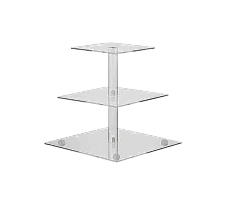 Boleira de acrilico quadrada com led 3 camadas silverfestas