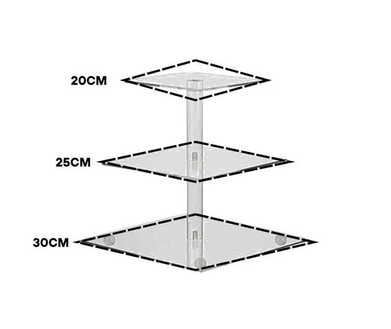 Boleira de acrilico quadrada com led 3 camadas silverfestas