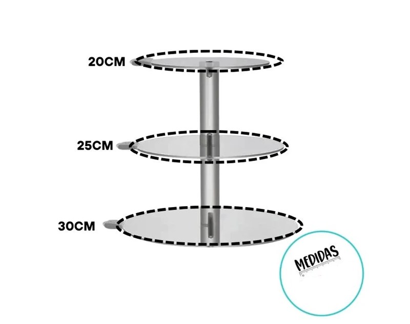 Boleira de acrilico rendondo com led 3 camadas silverfestas