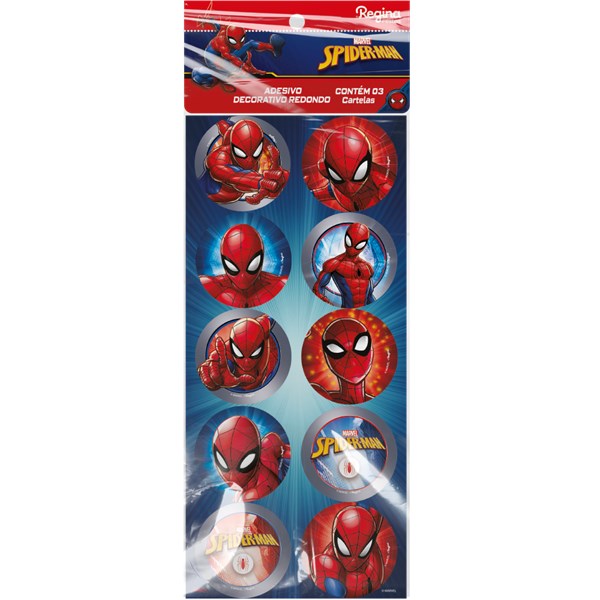 Adesivo redondo spider man animação 30un regina festas