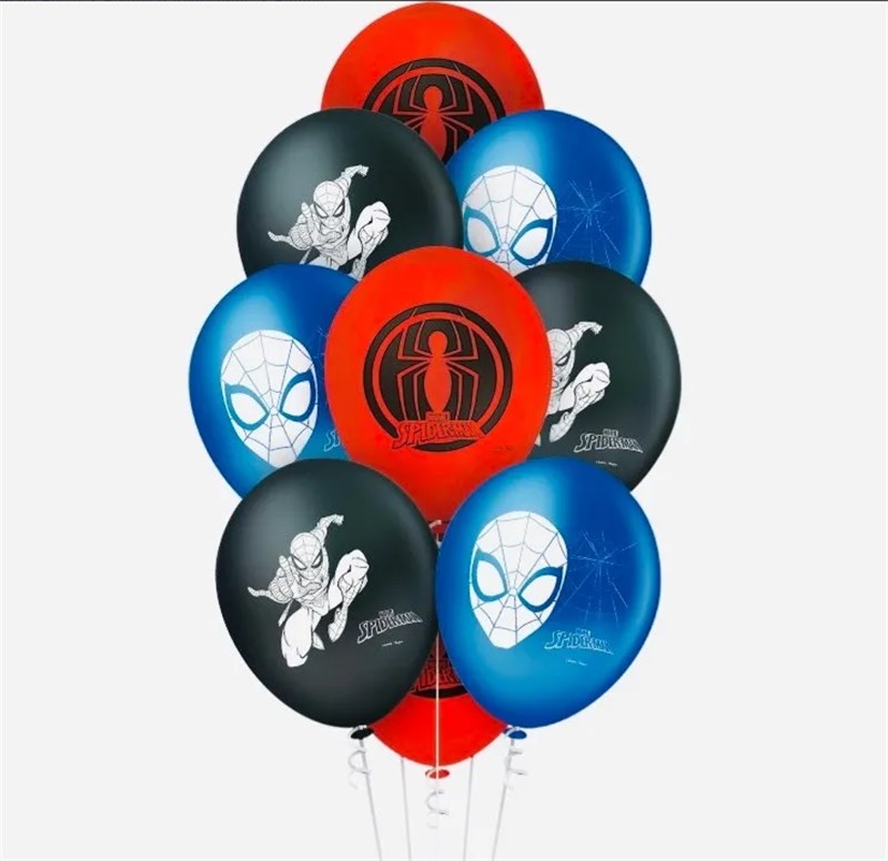 Balão latex redondo 9 pol spider man animação 25un regina festas
