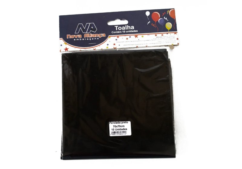 Toalha de mesa leitosa 70x70 preta 10un nova aliança