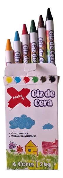 Giz de cera com capa 6 cores redondo 24g