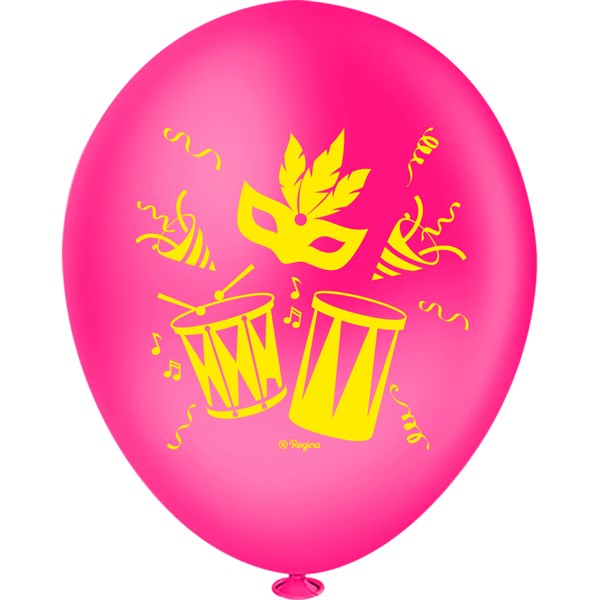 Balão latex redondo 9 pol carnaval 25un regina