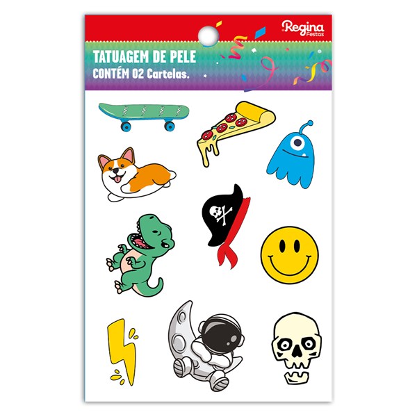 Tatuagem infantil diversos 3 carnaval 20un