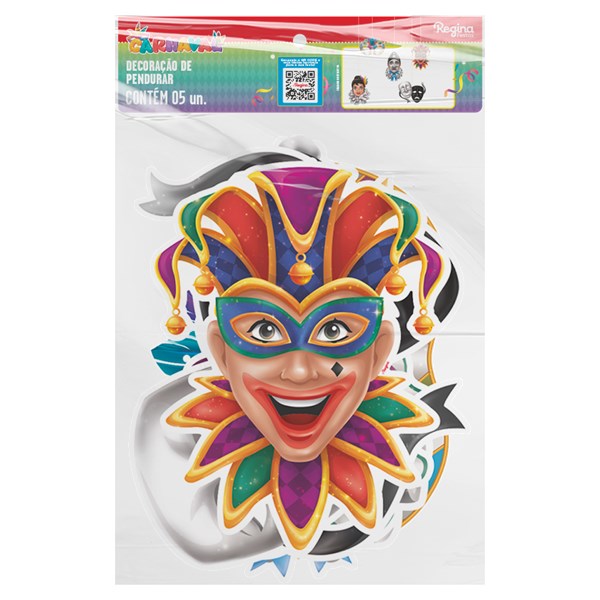 Decoração de pendurar personagens carnavalescos carnaval 5un regina