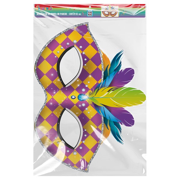 Decoração de porta/parede mascara brilhante carnaval un regina