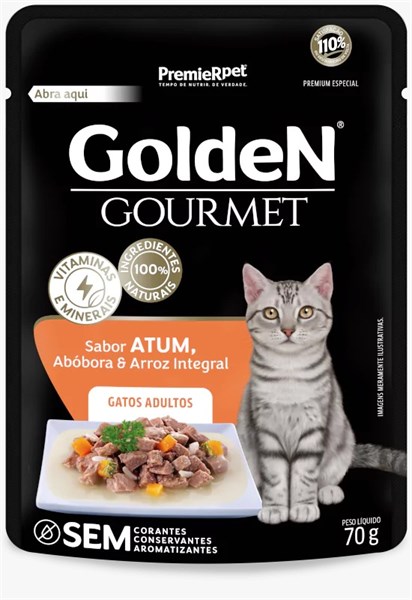 Sachê Golden Gatos Sabor Atum, Abóbora e Arroz Integral 70G