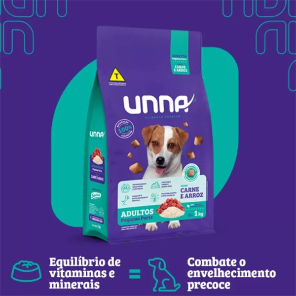 Unna Cães Raças Pequenas Sabor Carne e Arroz 20KG
