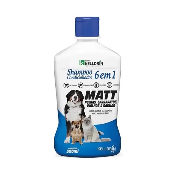 Shampoo e Condicionador Matt 6 em 1 Kelldrin para Cães e Gatos - 500ml