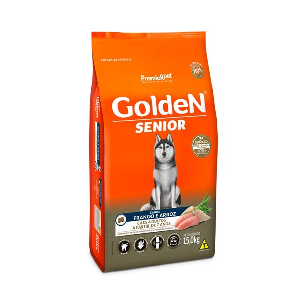 Ração Golden Sênior Frango e Arroz para Cães 15kg