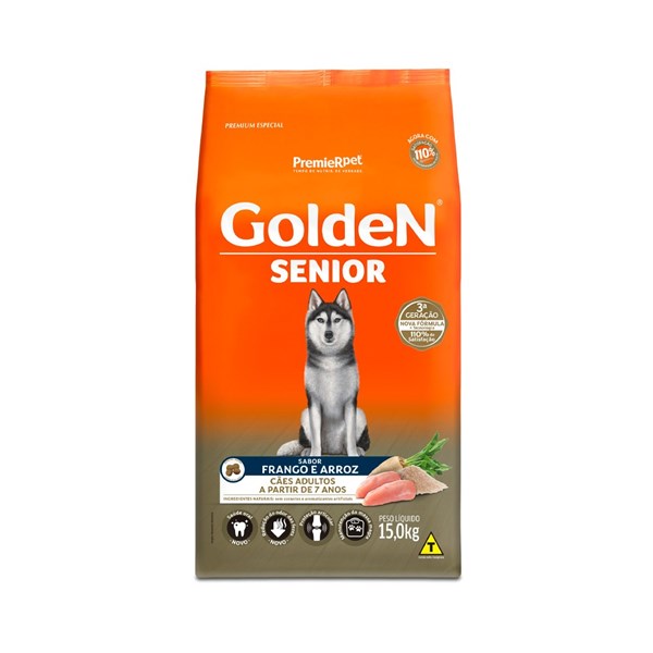 Ração Golden Sênior Frango e Arroz para Cães 15kg