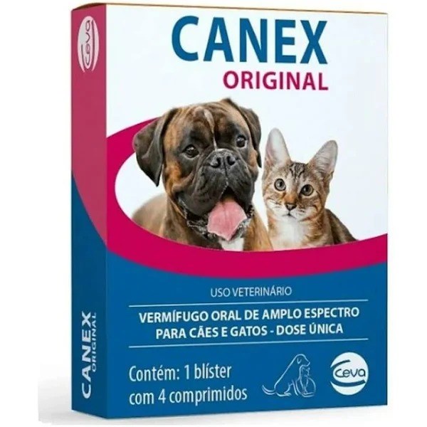 Vermífugo Canex Original para Cães e Gatos 4 Comprimidos