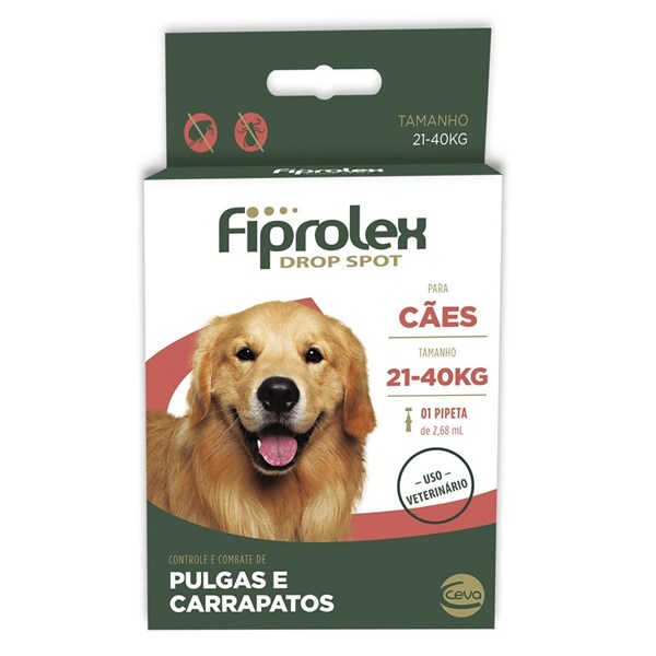 Antipulgas Fiprolex Cães Drop Spot 21 a 40kg 2,68 ml