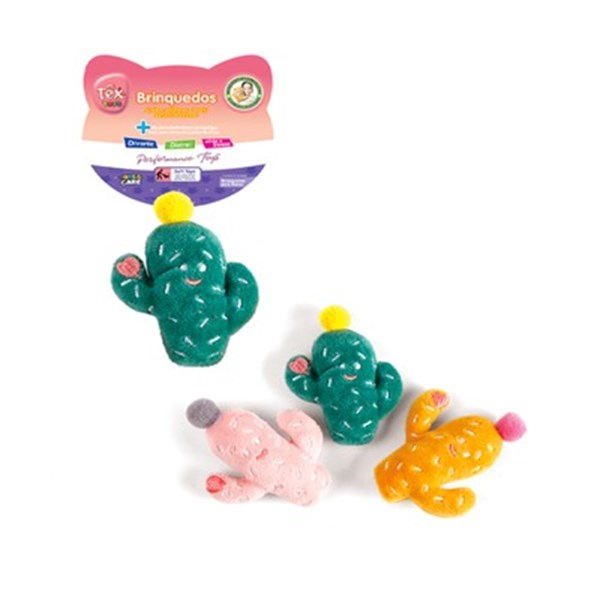 Brinquedo Pelúcia Mini Cacto com Cat Nip