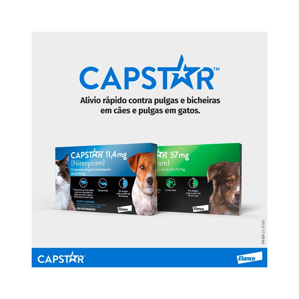 Capstar 57mg Antipulgas para Cães de 11,4 a 57 kg 6 Comprimido - Paraná ...