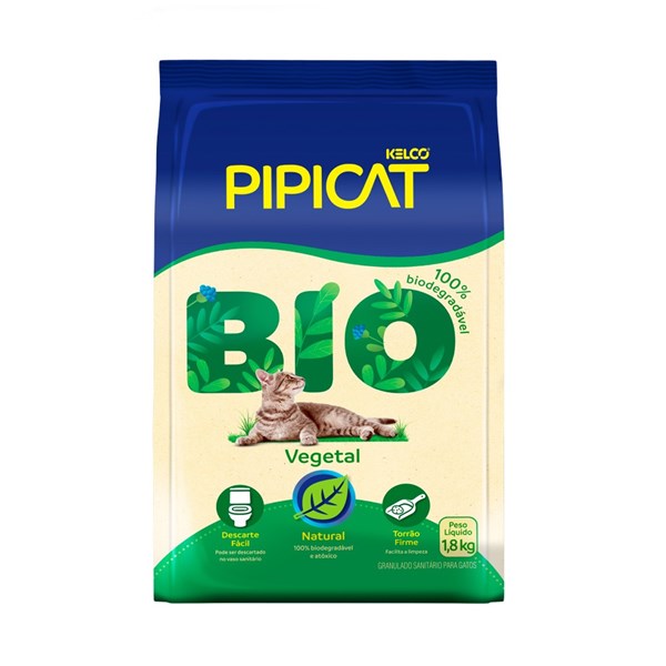 Granulado Sanitário para Gatos Pipicat Bio Vegetal 1,8 kg