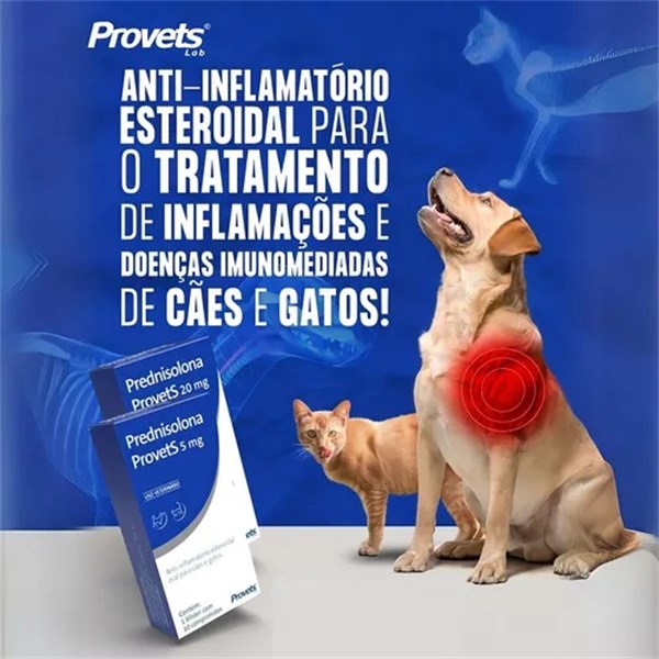 Prednisolona Anti-inflamatório Provets 5mg 10 Comprimidos