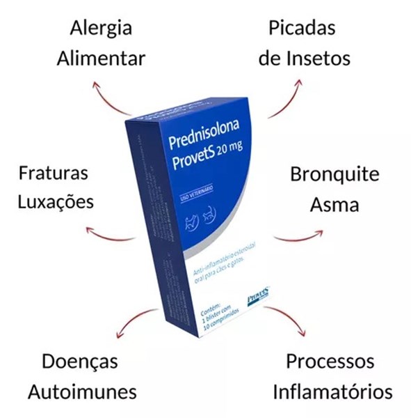 Prednisolona Anti-inflamatório Provets 5mg 10 Comprimidos