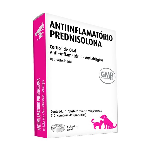Anti-inflamatório Prednisolona  20mg para Cães e Gatos 10 Comprimidos