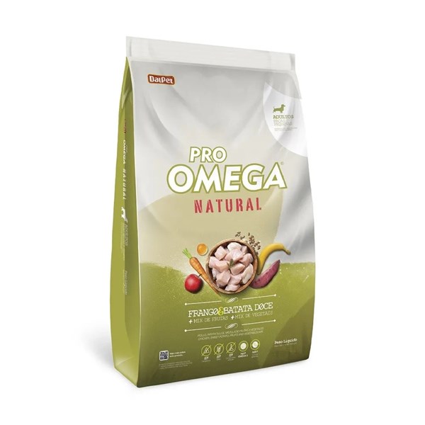 Ração Pro Omega Natural Cães Adultos Raças Pequenas Frango e Batata Doce 1Kg